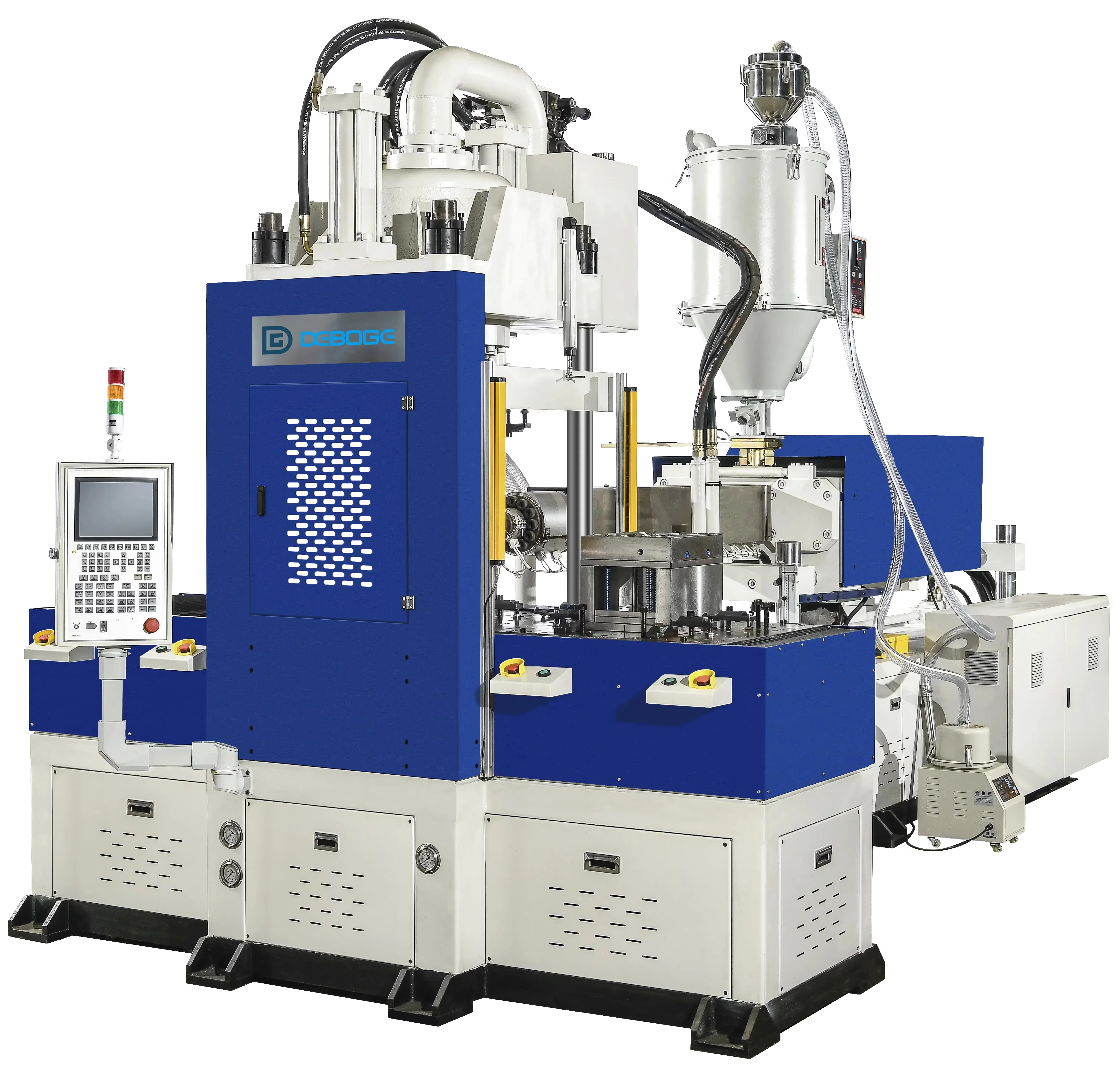 High tonnage vertical molding machine for larger industrial products