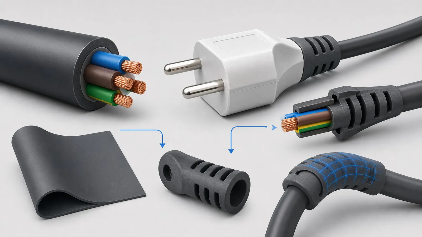 PVC Material in Cable and Plug Overmolding material illustration